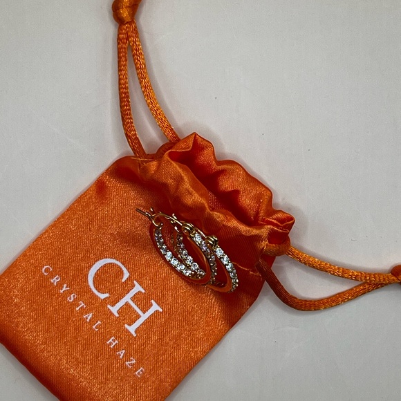 Crystal Haze Gold Plated Clear Cubic Zirconia Mini Serena Hoops - Picture 5 of 7